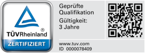 Logo TÜV Rheinland zertifiziert - Geprüfte Qualifikation