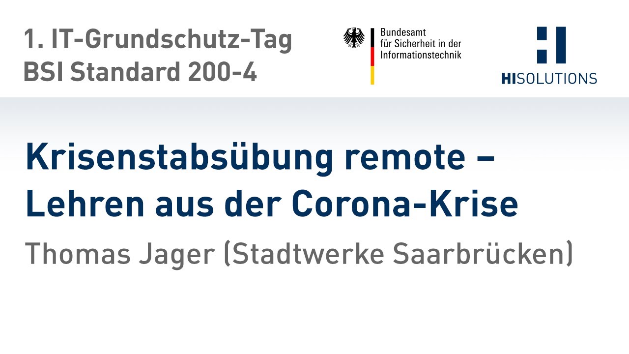 Krisenstabsübung remote – Lehren aus der Corona-Krise, Thomas Jager (Stadtwerke Saarbrücken)